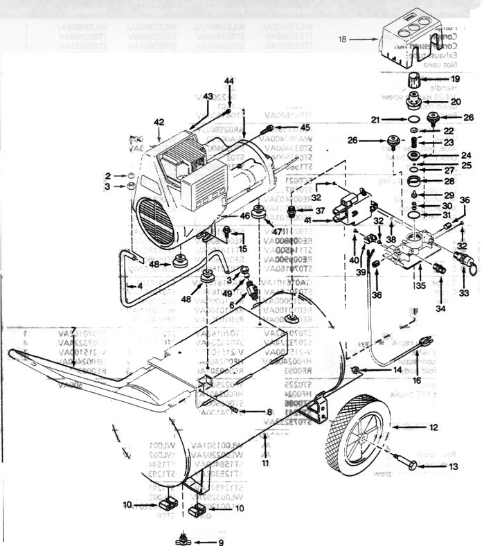 Tank Parts Diagram and Parts List for WL600605AJ  Campbell Hausfeld Compressor